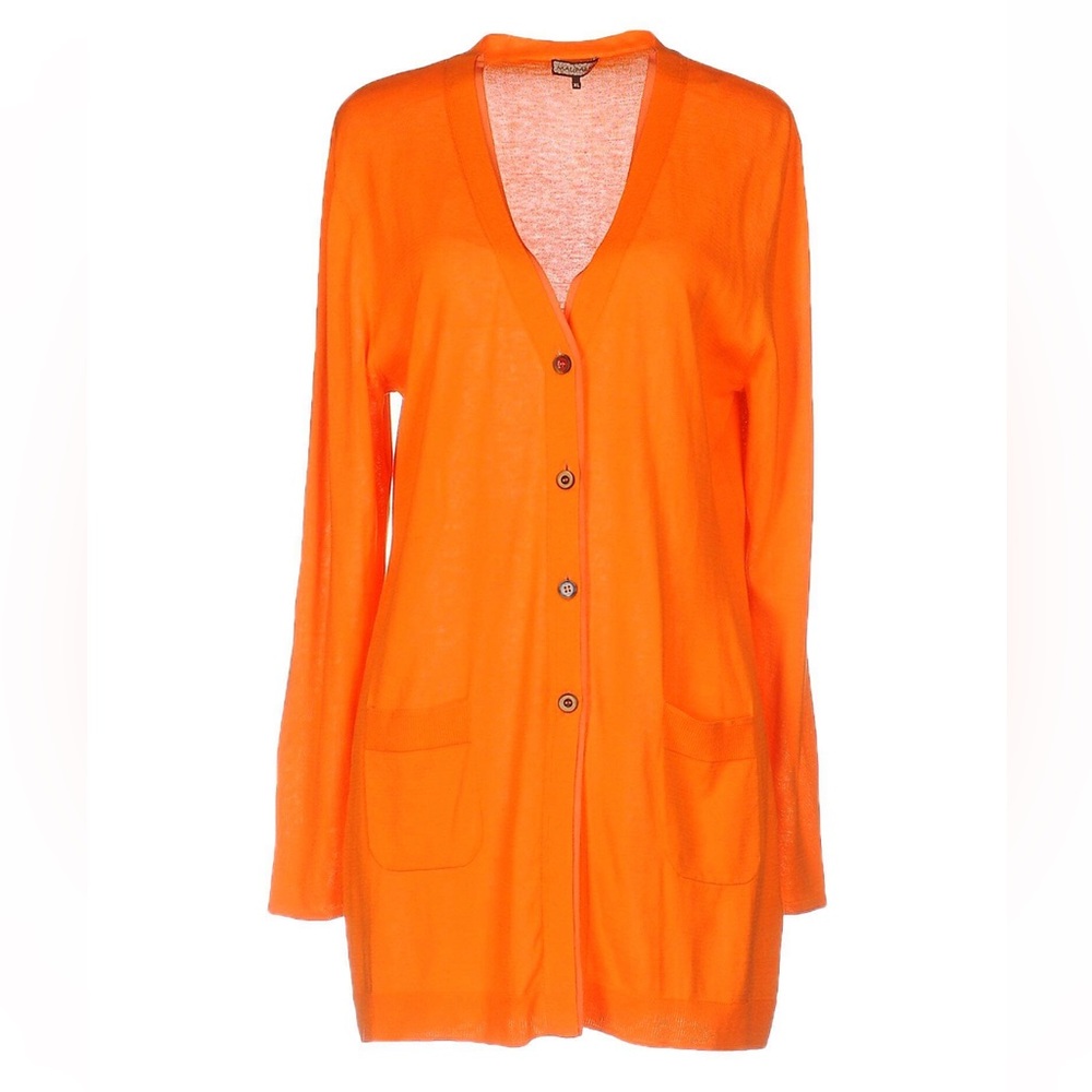 Italian Brand Maliparmi Vibrant Orange Long Cardigan